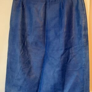 Danier Blue Italian Leather Mini Skirt
